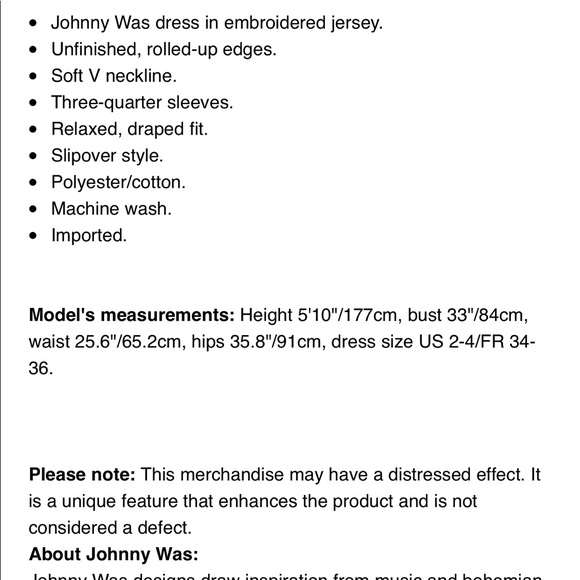 Johnny Was Marjan 3/4 Sleeve Tunic Dress - Picture 6 of 6